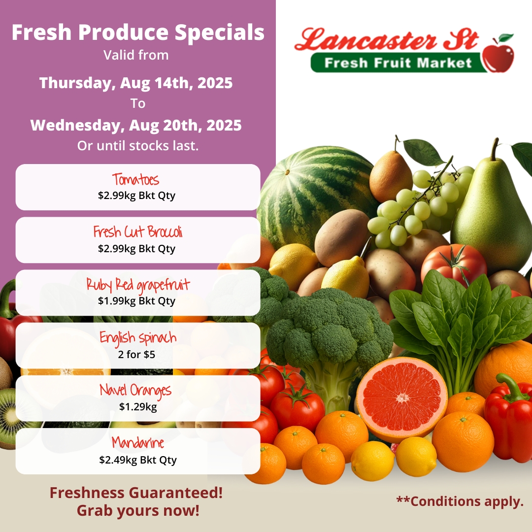 Lancaster St Fresh FruitMarket- OFFER POSTER-SOCIAL MEDIA POST - Aug 14th to 14th.
